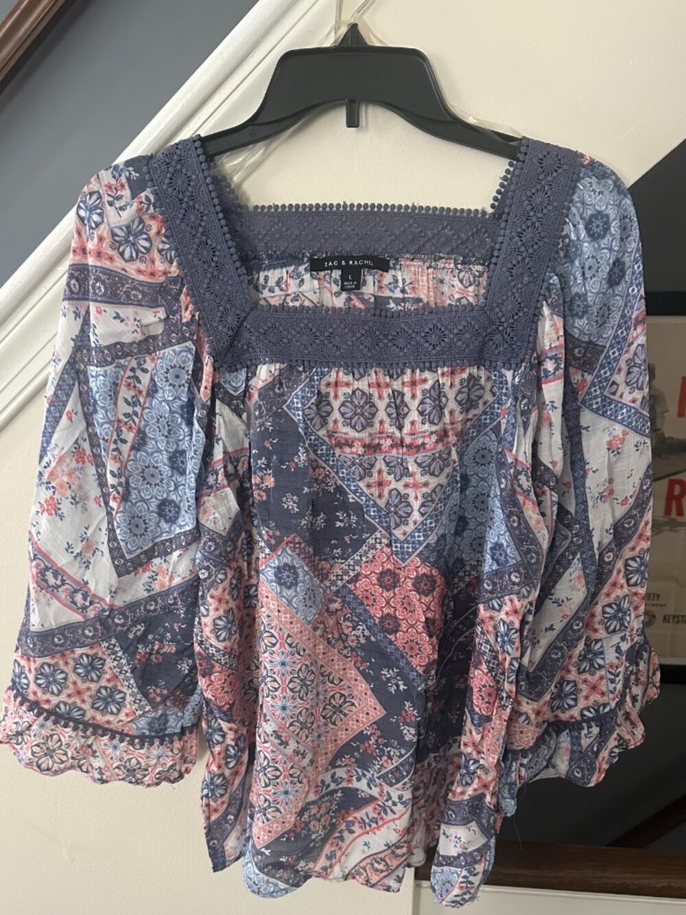 Zac & Rachel Patchwork Boho Blouse – Size L